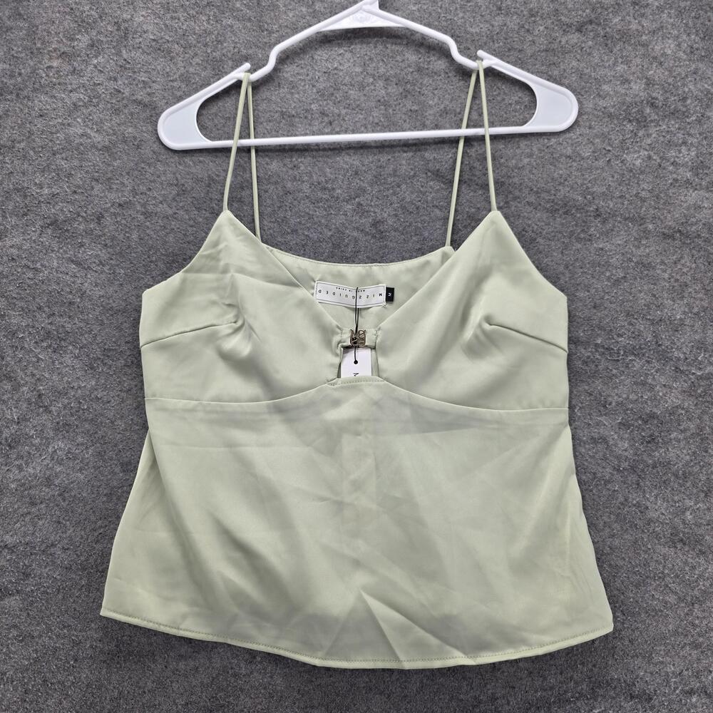 Missguided Tank Top Womens Medium Green Sweetheart Cami Spaghetti Strap NWT
